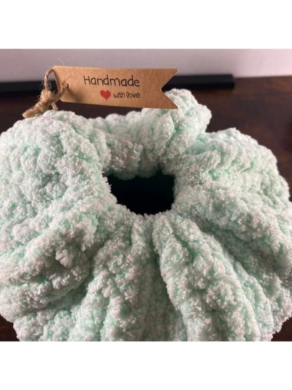 Handmade Mint Green Messy Bun Stocking Cap